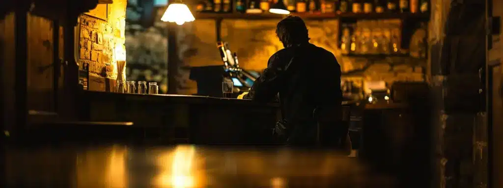 a dark silhouette caught on camera sneaking money from a cash register in a dimly lit corner of a welsh pub.